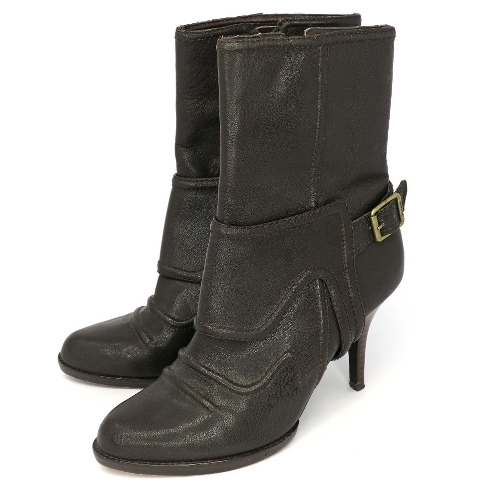 Juicy Couture Mid Calf Leather Harness Boots